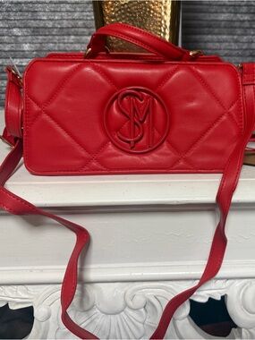 Steve Madden Red Quilted Crossbody Bag with Top Handle